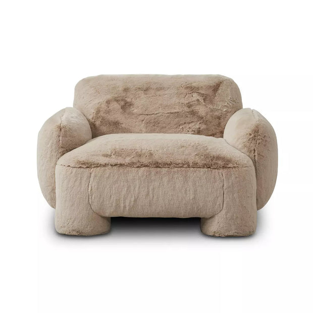 Four Hands Mingh Chair ~ Boden Pewter Upholstered Faux Fur Fabric