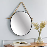 Surya Wall Decor & Mirrors Thaddeus Rustic Modern Round Mirror Black Finish THD-001