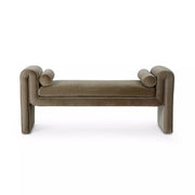 Four Hands Mitchell Accent Bench ~ Surrey Fossil Upholstered Velvet Fabric