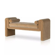 Four Hands Mitchell Accent Bench ~ Surrey Camel Upholstered Velvet Fabric