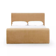 Four Hands Mitchell Bed ~ Surrey Camel Upholstered Velvet Fabric Queen Size Bed