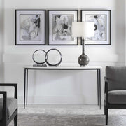 Uttermost Nightfall White Marble Top With Black Iron Base Modern Console Table