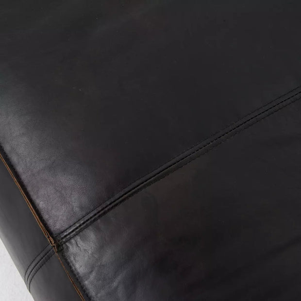 Four Hands Nolita Reverse Stitch Leather Sofa ~ Rider Black Top Grain Leather