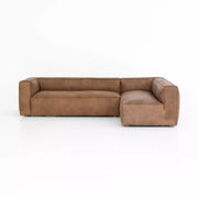 Four Hands Nolita 2 Piece Left Chaise Leather Sectional ~ Natural Washed Sand Top Grain Leather
