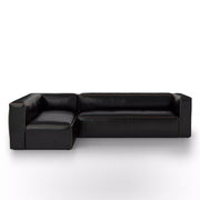 Four Hands Nolita 2 Piece Right Chaise Sectional ~ Rider Black Top Grain Leather