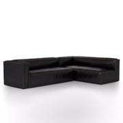 Four Hands Nolita 2 Piece Left Chaise Leather Sectional ~ Rider Black Top Grain Leather