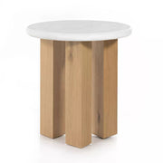 Four Hands Odin Round Nightstand ~ Stucco White Faux Concrete Top
