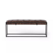 Four Hands Oxford Tufted Bench ~ Havana Top Grain Leather