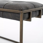 Four Hands Oxford Tufted Bench ~ Rialto Ebony Top Grain Leather