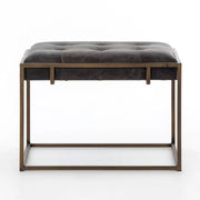 Four Hands Oxford End Table ~ Rialto Ebony Tufted Leather Top