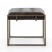Four Hands Oxford End Table ~ Rialto Ebony Tufted Leather Top