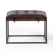Four Hands Oxford End Table ~ Havana Tufted Leather Top