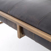 Four Hands Oxford Square Tufted Leather Coffee Table ~ Rialto Ebony