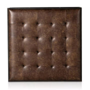 Four Hands Oxford Square Tufted Leather Coffee Table ~ Havana