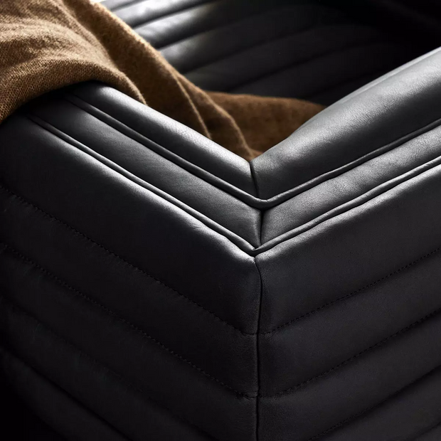 Four Hands Padma Channeled Swivel Chair ~  Eucapel Black Top Grain Leather