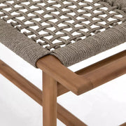 Four Hands Phoebe Natural Teak Outdoor Bench ~ Earth Taupe Woven Seat