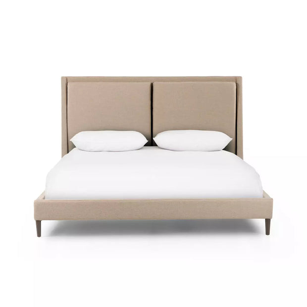 Four Hands Potter Upholstered Bed ~ Antwerp Taupe Performance Fabric King Size Bed