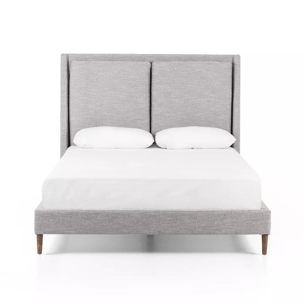 Four Hands Potter Upholstered Bed ~ Manor Grey Performance Fabric Queen Size Bed