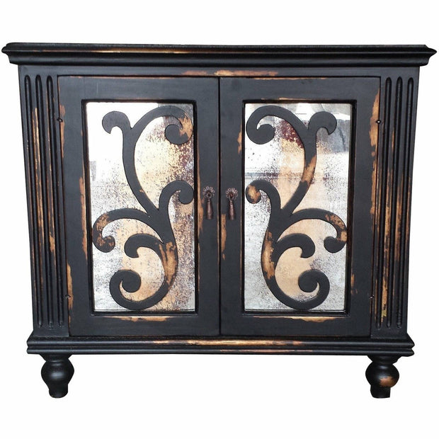 Casa Bonita Peruvian Hand-Painted Carved Wood Antiqued Mirror Raquel Nightstand
