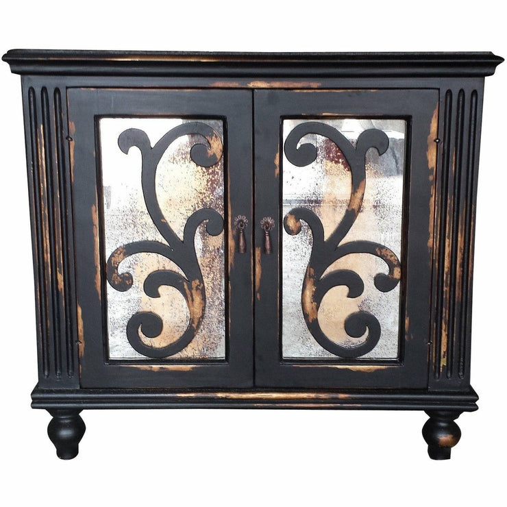 Casa Bonita Peruvian Hand-Painted Carved Wood Antiqued Mirror Raquel Nightstand