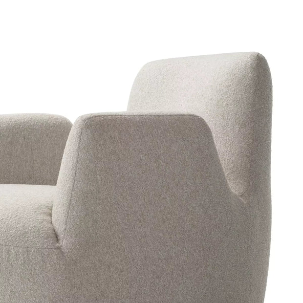 Four Hands Reed Swivel Chair ~ Crete Pebble Upholstered Boucle Fabric