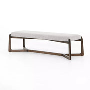 Four Hands Roscoe Bench ~ Brunswick Pebble Performance Fabric Cushioned Seat