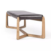 Four Hands Roscoe Bench ~ Sonoma Black Leather Cushioned Seat