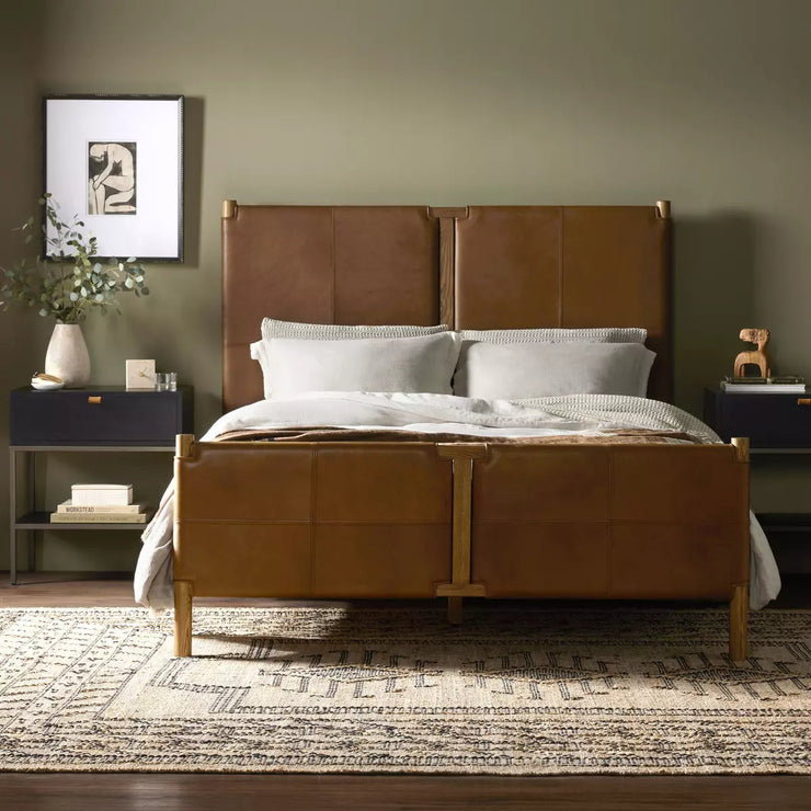 Four Hands Salado Bed ~ Heirloom Sienna Leather Queen Size Bed