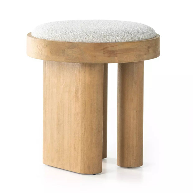 Four Hands Schwell Accent Stool ~ Knoll Natural Performance Fabric Cushioned Top