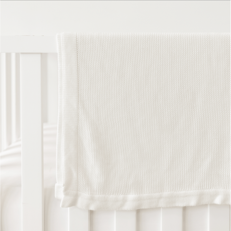 Cozy Earth Cloud Knit Baby Blanket Available in Ivory and White