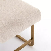 Four Hands Sled Bench ~ Thames Cream Performance Fabric Cushioned Seat