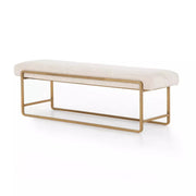 Four Hands Sled Bench ~ Thames Cream Performance Fabric Cushioned Seat