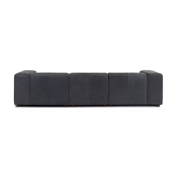 Four Hands Stefano 3 Piece Sectional Sofa ~ Modena Midnight Too Grain Leather