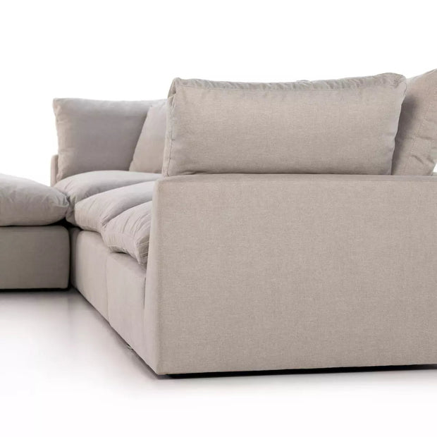 Four Hands Stevie 3 Piece Modular Sectional with Ottoman ~ Destin Flannel Upholstered Performance Fabric