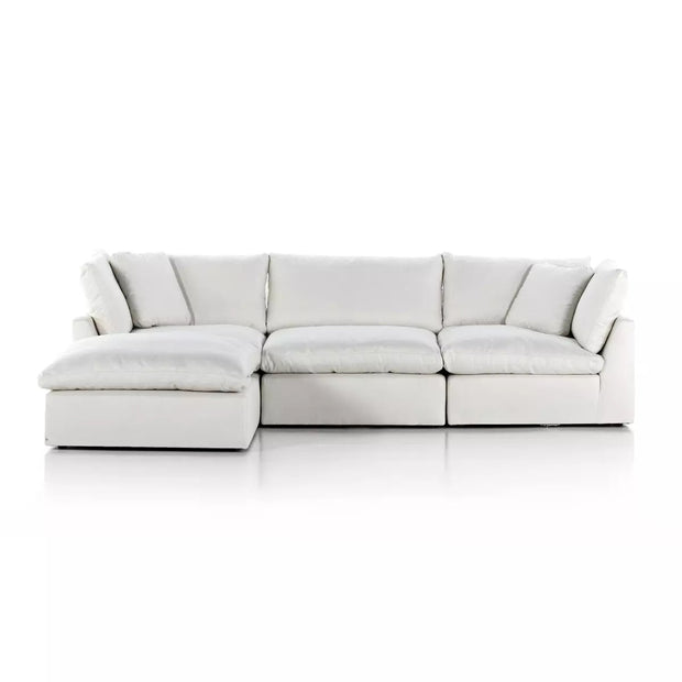 Four Hands Stevie 3 Piece Modular Sectional with Ottoman ~ Anders Ivory Upholstered Performance Fabric