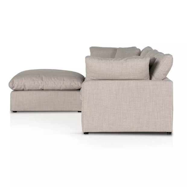 Four Hands Stevie 3 Piece Modular Sectional With Ottoman ~ Gibson Wheat Upholstered Performance Fabric
