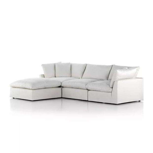 Four Hands Stevie 3 Piece Modular Sectional with Ottoman ~ Anders Ivory Upholstered Performance Fabric