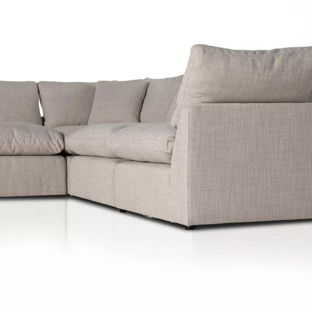 Four Hands Stevie 4 Piece Modular Sectional With Ottoman ~ Gibson Wheat Upholstered Performance Fabric