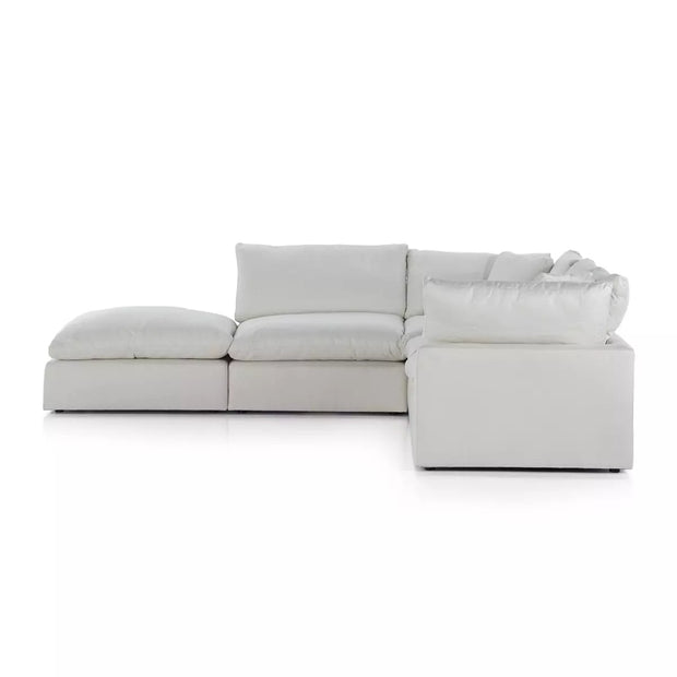 Four Hands Stevie 4 Piece Sectional With Ottoman ~  Anders Ivory Upholstered Performance Fabric