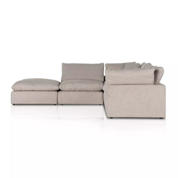 Four Hands Stevie 4 Piece Modular Sectional With Ottoman ~ Gibson Wheat Upholstered Performance Fabric