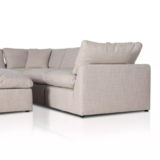 Four Hands Stevie 5 Piece Modular Sectional With Ottoman ~ Gibson Wheat Upholstered Performance Fabric
