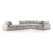 Four Hands Stevie 5 Piece Modular Sectional With Ottoman ~ Destin Flannel Upholstered Performance Fabric