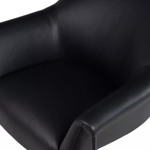 Four Hands Suerte Accent Chair ~  Carson Black Top Grain Leather