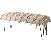 Surya Adilah Modern Boho Bench With Black Metal Base ADH-002