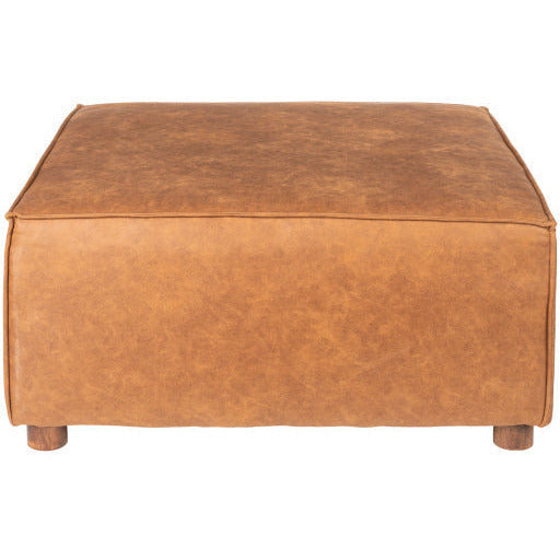 Surya Brown Leather Ottoman | Newberg Modern Faux  NWB-001