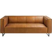 Surya Dylan Modern Cognac Brown Leather Square Arm Sofa