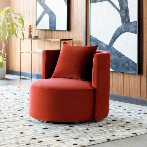 Surya Lorient Modern Burgundy Velvet Swivel Chair