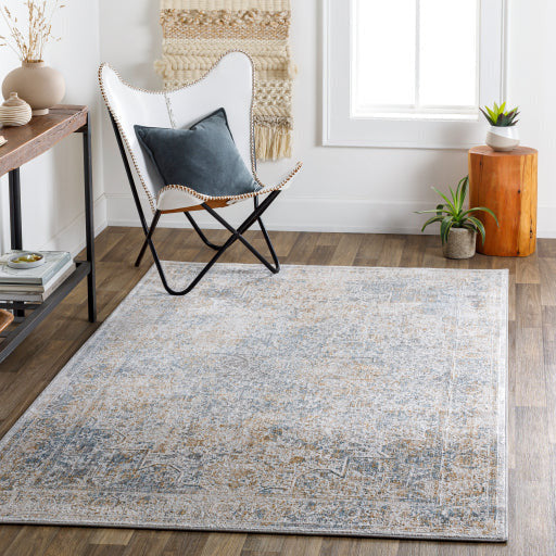 Surya Rugs Carmel Collection Taupe, Blue, Dark Blue, Light Gray, Off White, Mustard & Brown Area Rug CRL-2312