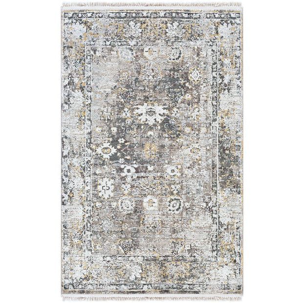 Surya Rugs Solar Collection Black, Gray, Charcoal, Saffron, White & Light Gray Area Rug SOR-2308