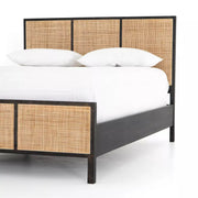Four Hands Sydney Natural Cane Bed ~ Black Wash Mango Wood King Size Bed